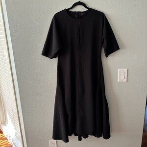 COS Black Short Sleeve Midi Fit and Flare Dress Women's 12